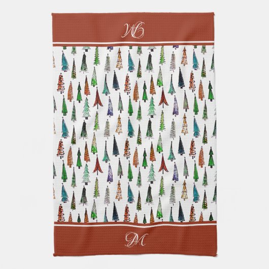 Weihnachtsbäume Monogramm Küchentuch (Vertikal)