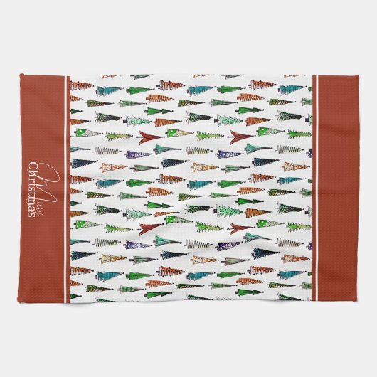 Weihnachtsbäume Monogramm Küchentuch (Horizontal)