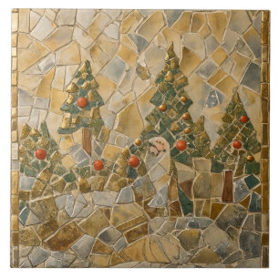 Weihnachtsbäume, Mosaik, Viktorianischer Stil Fliese