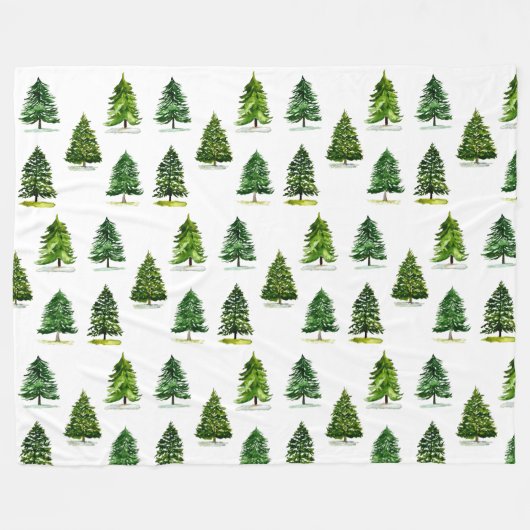 Weihnachtsbäume Muster Festivals Grüne Wasserfarbe Fleecedecke (Vorderseite (Horizontal))