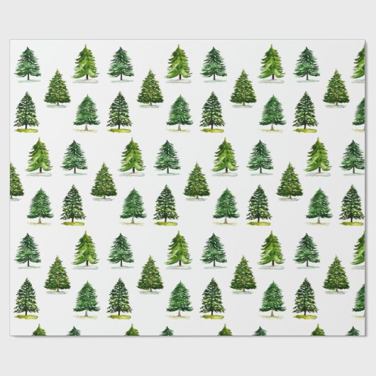 Weihnachtsbäume Muster Festivals Grüne Wasserfarbe Geschenkpapier (Flach)