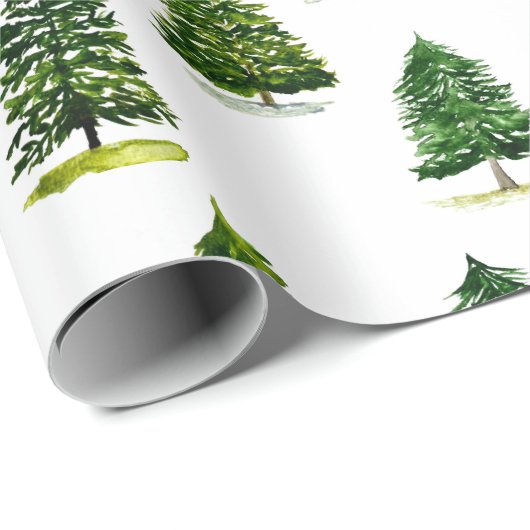 Weihnachtsbäume Muster Festivals Grüne Wasserfarbe Geschenkpapier (Rolleneckpunkt)