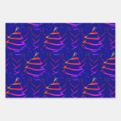 Weihnachtsbäume Navy Bright farbenfroh Geschenkpapier Set (Vorderseite)