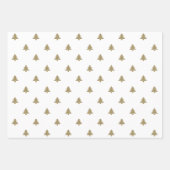 Weihnachtsbäume niedliches goldfarbenes, weißes, g geschenkpapier set (Vorderseite)