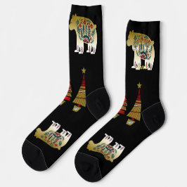 Weihnachtsbäume Nordic Artistic Golden Bären Stars Socken