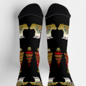Weihnachtsbäume Nordic Artistic Golden Bären Stars Socken (Oben)