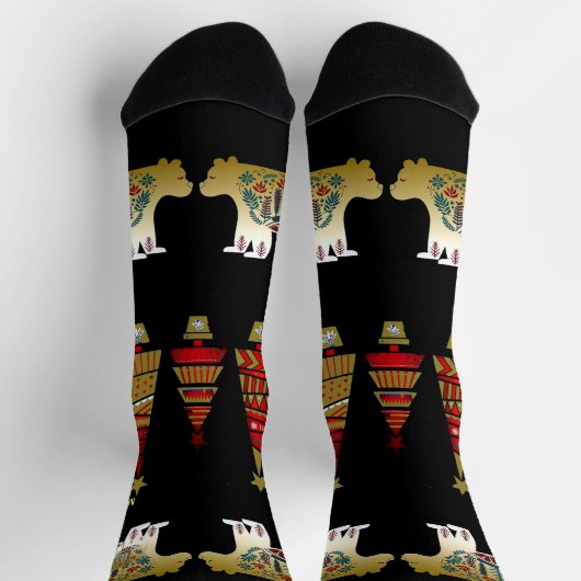 Weihnachtsbäume Nordic Artistic Golden Bären Stars Socken (Oben)
