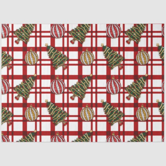 Weihnachtsbäume Ornamente Gold Silber Weihnachten Seidenpapier (Vorderseite)