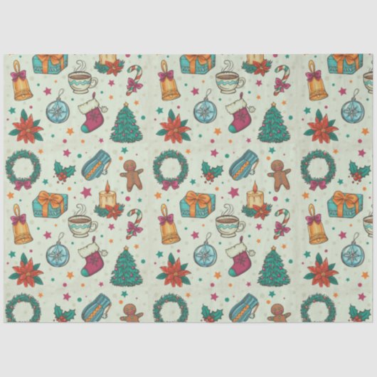 Weihnachtsbäume Ornamente Sterne Grün Weihnachten Seidenpapier (Vorderseite)