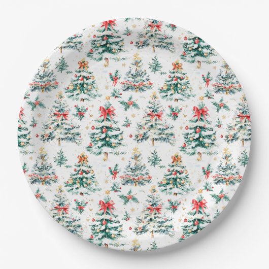 Weihnachtsbäume Pappteller (Vorderseite)