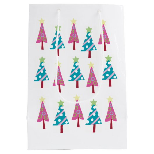 Weihnachtsbäume Pink Blue Gift Taschen Mittlere Geschenktüte (Rückseite)