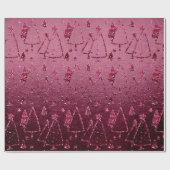 Weihnachtsbäume Pink Burgund Stars Rose Geschenkpapier (Flach)