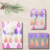 Weihnachtsbäume Pink Lila Geschenkpapier Set