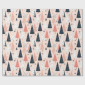 Weihnachtsbäume Pink Schwarz  Geschenkpapier (Flach)