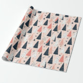 Weihnachtsbäume Pink Schwarz  Geschenkpapier (Ungerollt)