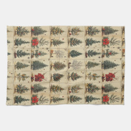 Weihnachtsbäume Poinsettia Elegante Vintag Geschirrtuch