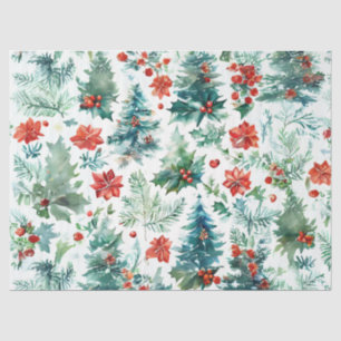 Weihnachtsbäume, Poinsettias, Holly und Pine Deko Seidenpapier