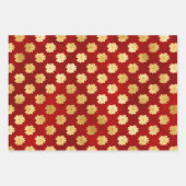 Weihnachtsbäume, Poinsettias und Rentiere Geschenkpapier Set (Vorderseite 2)