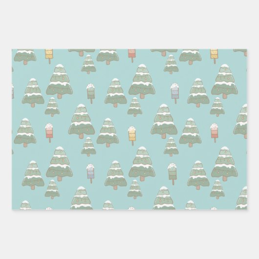 Weihnachtsbäume & Popsicles Geschenkartikel Geschenkpapier Set (Vorderseite)