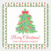 Weihnachtsbäume Quadratischer Aufkleber (Vorderseite)