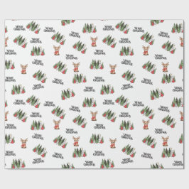 Weihnachtsbäume & Rentiere Geschenkpapier