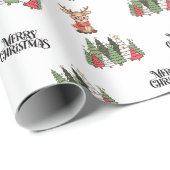 Weihnachtsbäume & Rentiere Geschenkpapier (Rolleneckpunkt)