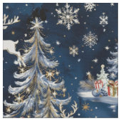 Weihnachtsbäume, Rentiere und Schneeflocken Stoff (Nahaufnahme)