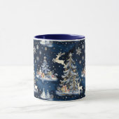 Weihnachtsbäume, Rentiere und Schneeflocken Tasse (Zentrum)