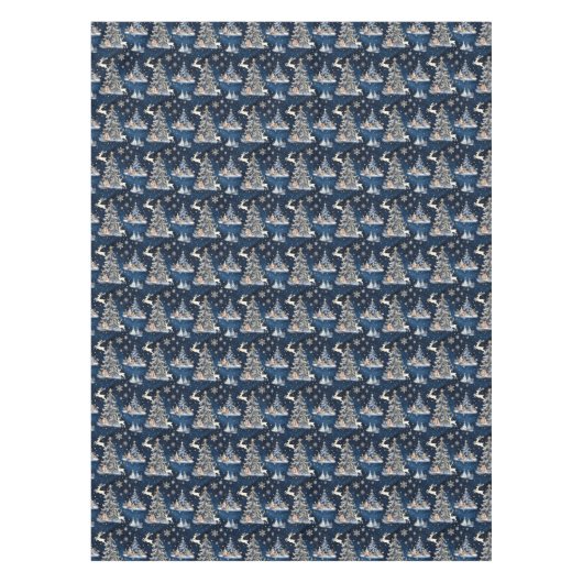 Weihnachtsbäume, Rentiere und Schneeflocken Tischdecke (Vorderseite)