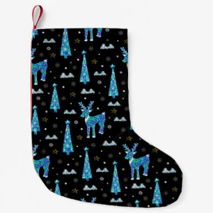 Weihnachtsbäume, Rentierschneeflocken. Winter illu Kleiner Weihnachtsstrumpf