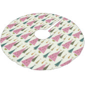 Weihnachtsbäume Retro Rosa Gold Grün Polyester Weihnachtsbaumdecke (Schrägansicht)