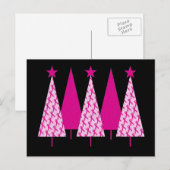 Weihnachtsbäume - Rosa Brustkrebs Schleife Feiertagspostkarte (Vorne/Hinten)