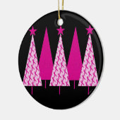Weihnachtsbäume - Rosa Brustkrebs Schleife Keramikornament (Links)