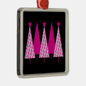 Weihnachtsbäume - Rosa Brustkrebs Schleife Silbernes Ornament (Rechts)
