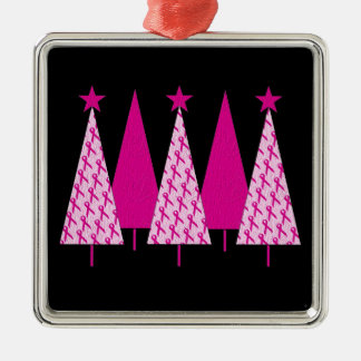 Weihnachtsbäume - Rosa Brustkrebs Schleife Silbernes Ornament