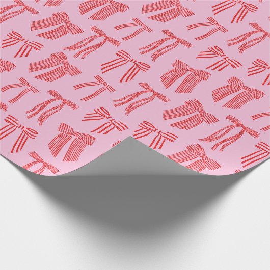 Weihnachtsbäume Rosa Rosa Streifen Coquette Geschenkpapier (Ecke)