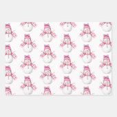 Weihnachtsbäume Rosa weiße Schneeflocken Geschenkpapier Set (Vorderseite 2)