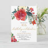 Weihnachtsbäume Rot-Blütenbäume Geburtstag Einladung (Stehend Vorderseite)