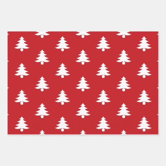 Weihnachtsbäume Rot dunkelkiefer grün Schwarz-weiß Geschenkpapier Set (Vorderseite)