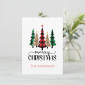 Weihnachtsbäume Rot-Grün-Buffalo Kariert Feiertagskarte (Stehend Vorderseite)