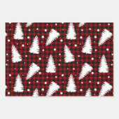 Weihnachtsbäume Rot Schwarz Kariert Zickzack Geschenkpapier Set (Vorderseite 2)