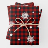 Weihnachtsbäume Rot Schwarz Kariert Zickzack Geschenkpapier Set (Beispiel)