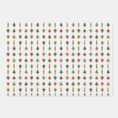 Weihnachtsbäume Rot Weiß Grün 3 Geschenkpapier Set (Vorderseite)