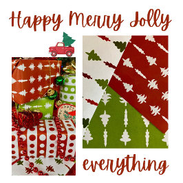 Weihnachtsbäume Rot Weiß Grün 3 Geschenkpapier Set