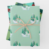 Weihnachtsbäume Rote Autos Muster Bäume Wasserfarb Geschenkpapier Set (Beispiel)