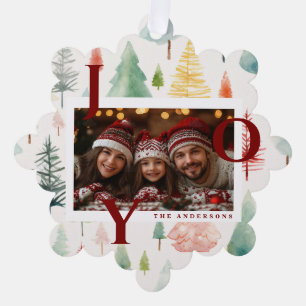 Weihnachtsbäume rote Freude Pastell-Wasserfarben-F Ornament Karte