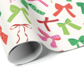 Weihnachtsbäume Rotes Grün Rosa auf Sahne Geschenkpapier (Rolleneckpunkt)