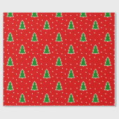 Weihnachtsbäume rotes Muster Wrapper Papier Geschenkpapier (Flach)