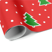 Weihnachtsbäume rotes Muster Wrapper Papier Geschenkpapier (Rolleneckpunkt)