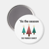  Weihnachtsbäume rund Magnet (Vorderseite/Rückseite)